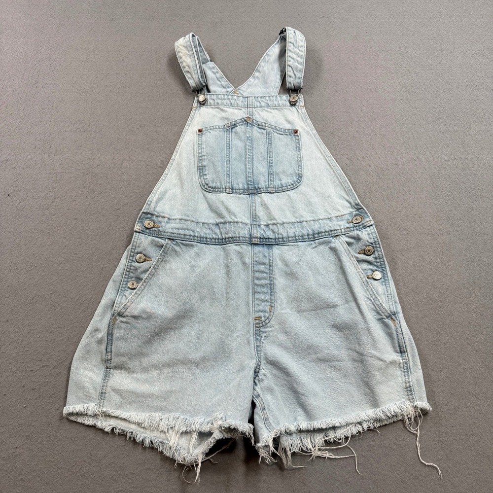 Old Navy Shortalls Women's Large Light Blue Light Wash Bib Overalls Summer